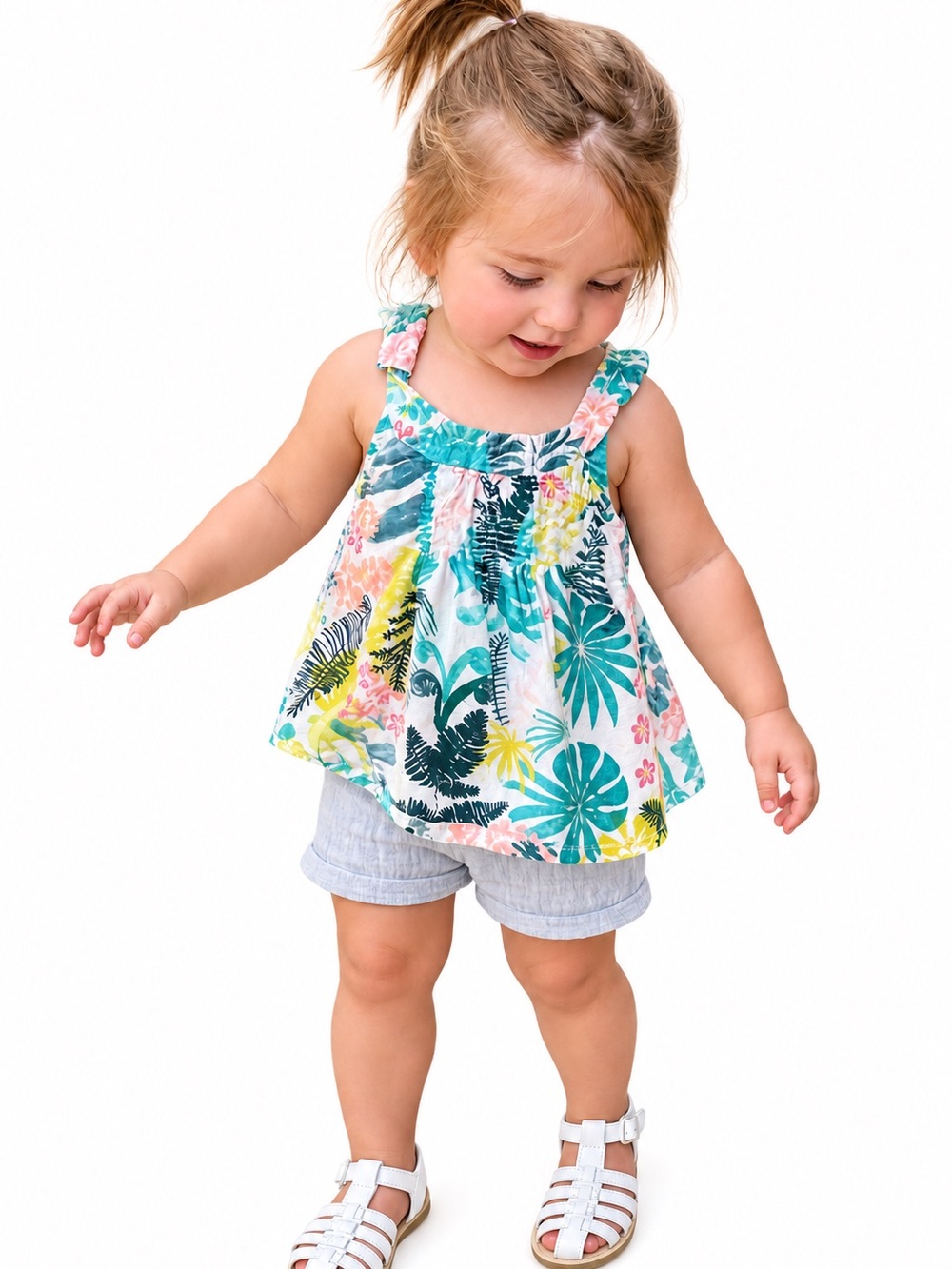 Tea Collection Toddler Girls Tropical Cotton Tank - 18 Months